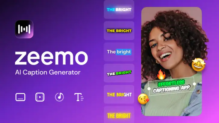 Zeemo:AI video maker & Caption feature graphic
