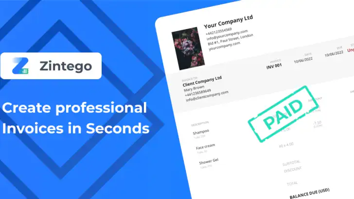 Zintego - Invoice Maker feature graphic
