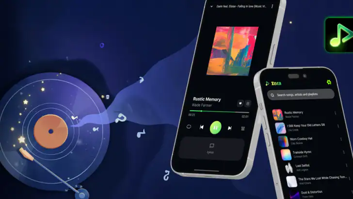 Zora - Music Player feature graphic
