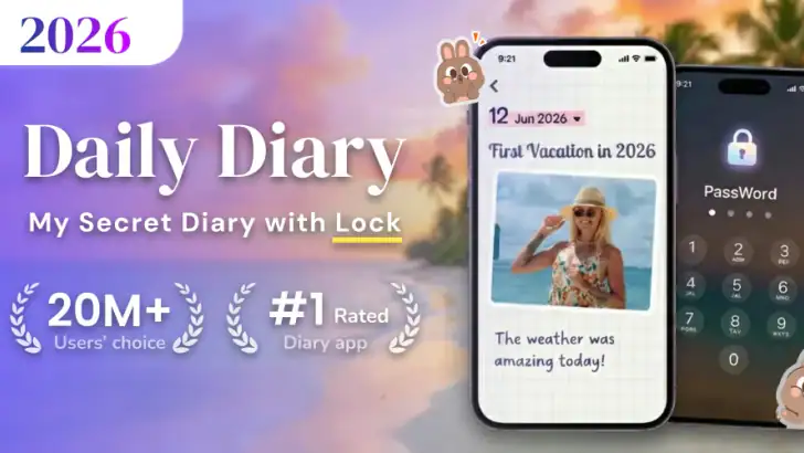 Diary with Lock: Diary Journal feature graphic