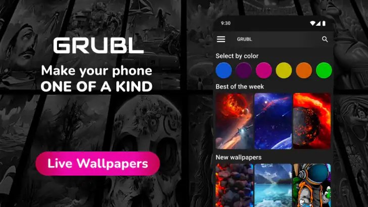 GRUBL™ 4D Live Wallpapers + AI feature graphic