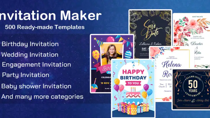 Invitation card Maker, Design feature graphic