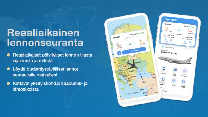 Reaaliaikainen lennonseuranta feature graphic