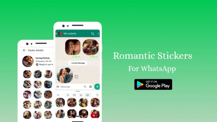 Romantic Stickers WASticker.ly feature graphic