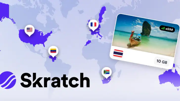 Skratch: Travel Map & eSIM feature graphic