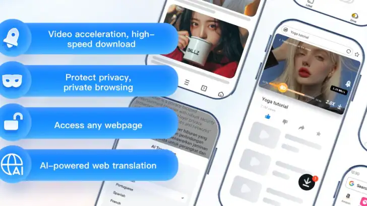 UC Browser-Safe, Fast, Private feature graphic