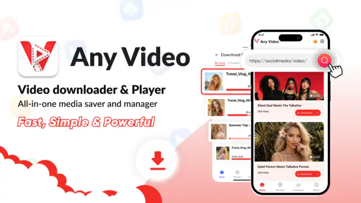 Any Video Downloader & Player feature graphic