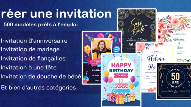 Carte d'invitation avec photo feature graphic