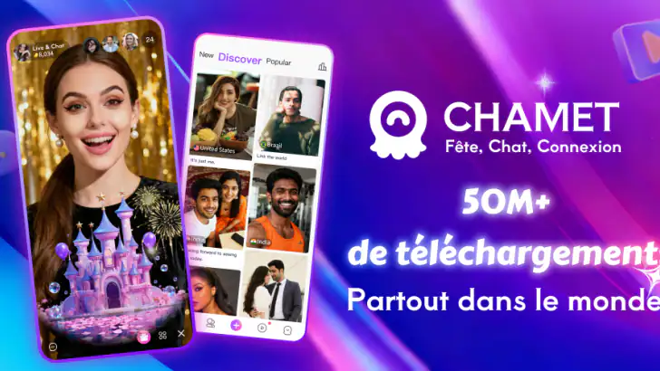 Chamet - Chat en direct & Fête feature graphic