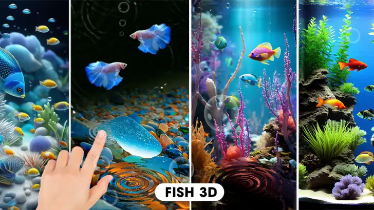Fish On Screen 3D Wallpaper feature graphic