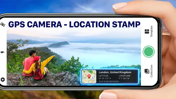 GPS Caméra with Timestamp feature graphic