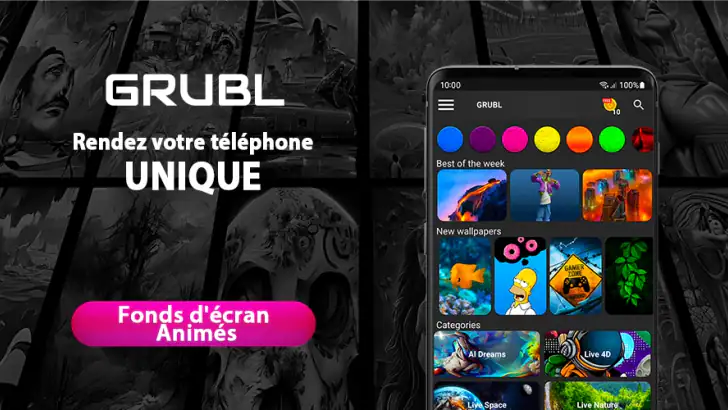 GRUBL™ 4D Fonds d'écran + IA feature graphic