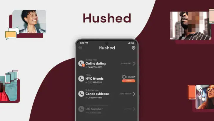 Hushed Numéro de téléphone SMS feature graphic