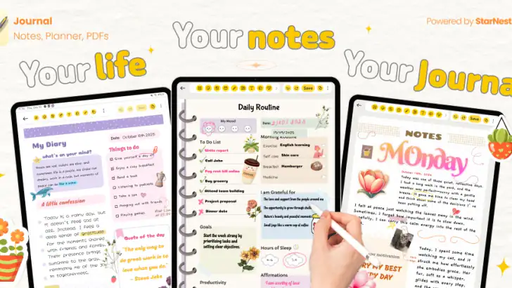 Journal: Bloc note, PDFs feature graphic