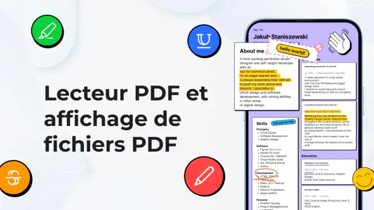 Lecteur PDF et affichage feature graphic