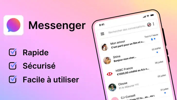 Messenger SMS: Text Messagerie feature graphic