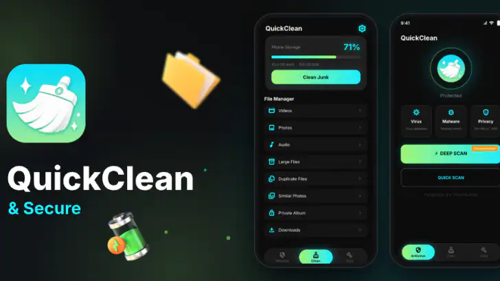 QuickClean & Sécurisé feature graphic