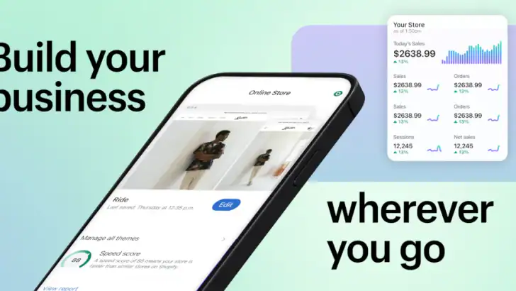 Shopify: E-commerce mobile feature graphic