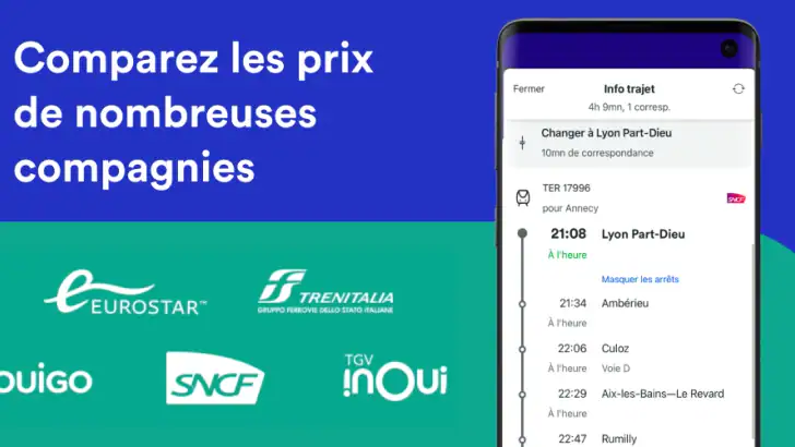 Trainline: voyage train et bus feature graphic