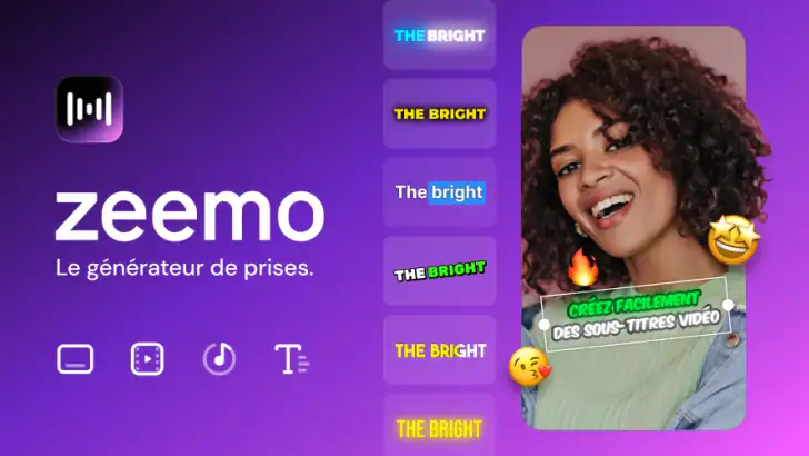 Zeemo:Vidéos IA et Sous-titres feature graphic