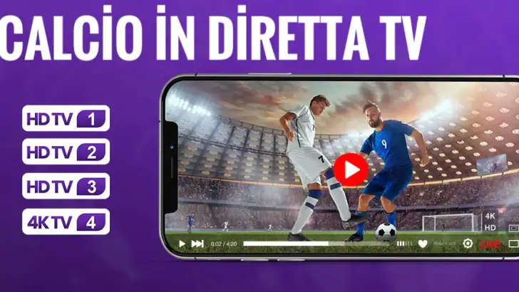 Calcio in diretta TV feature graphic