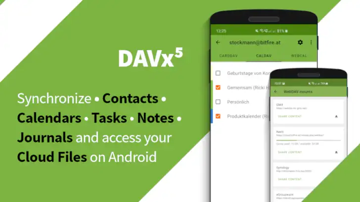 DAVx⁵ – CalDAV CardDAV WebDAV feature graphic