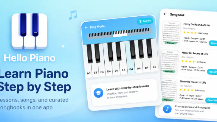 Hello Piano: Learn & Play feature graphic