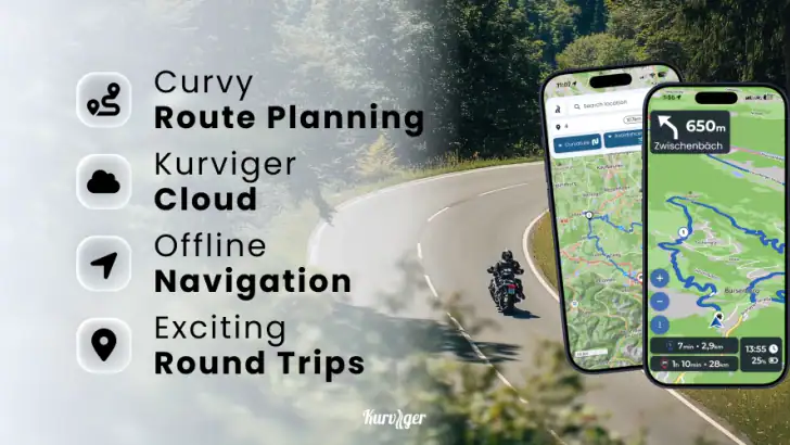 Kurviger Motorcycle Navigation feature graphic