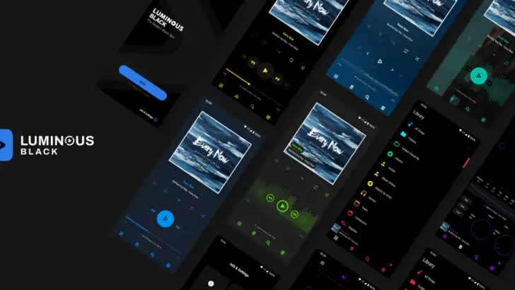 Luminous Black - Poweramp Skin feature graphic