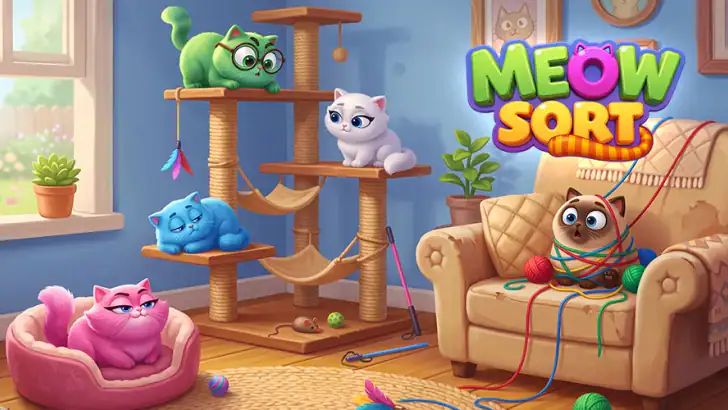 Meow Sort-Color Puzzle Master feature graphic