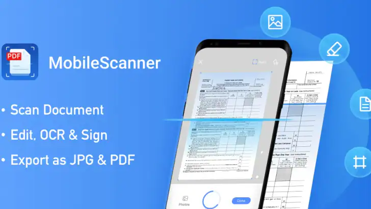 Mobile Scanner - 書類やフォトスキャン feature graphic