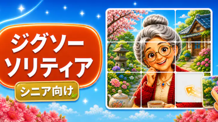 ジグソーソリティアパズル - 脳トレ＆シニア向け feature graphic