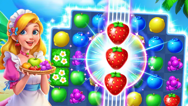 フルーツ物語: 面白い暇つぶしオフラインマッチ3パズルゲーム feature graphic
