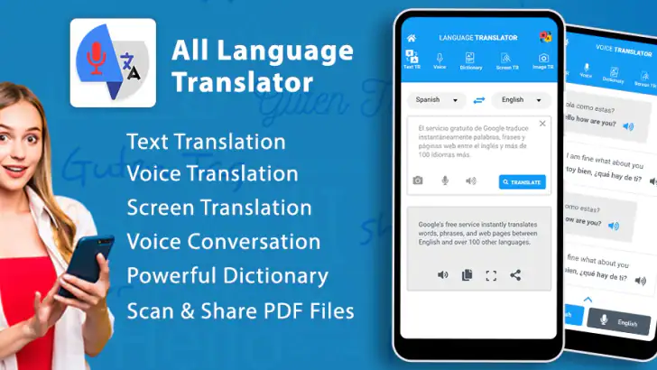 全言語翻訳アプリ無料 Translate Languages feature graphic