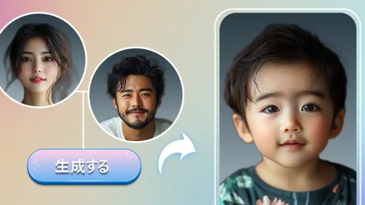 子供の顔予想: 赤ちゃん の期待を見る、赤ちゃん顔、子供顔 feature graphic