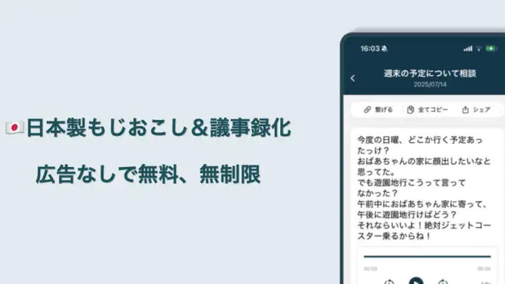 文字起こしさん -AIシンプル議事録・授業文字起こし feature graphic