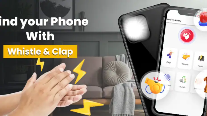 Clap to Find Phone or Whistle feature graphic