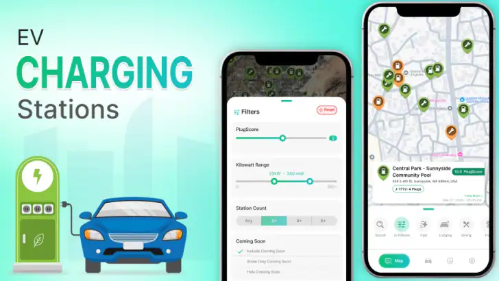 EV charging stations Map Trip feature graphic