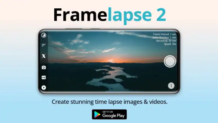 Framelapse 2 Time Lapse Camera feature graphic