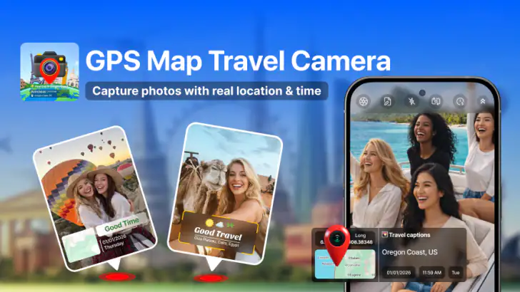 GPS Map Travel Camera feature graphic