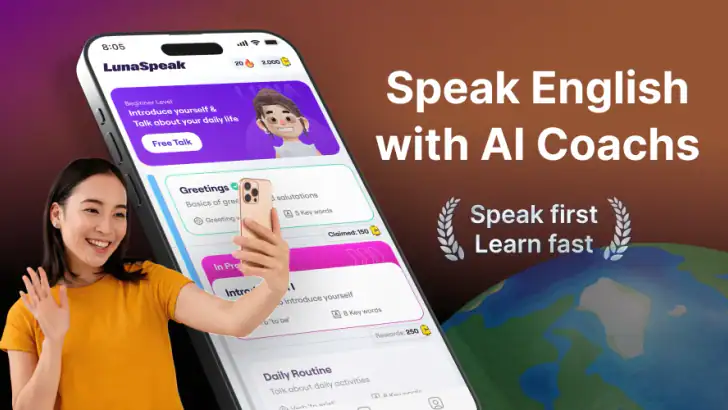 LunaSpeak: AI 스피킹 코치 feature graphic