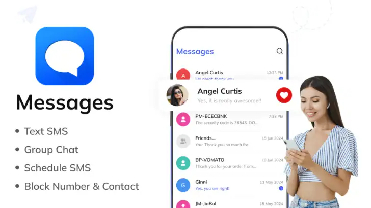 Messages: Text SMS Home App feature graphic