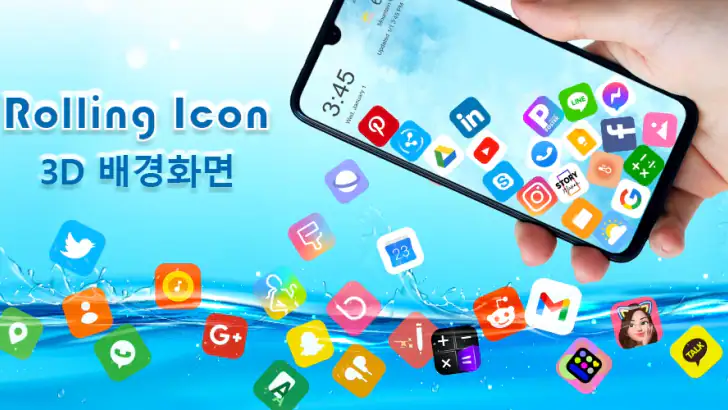 Rolling Icon: 3D 배경화면 feature graphic