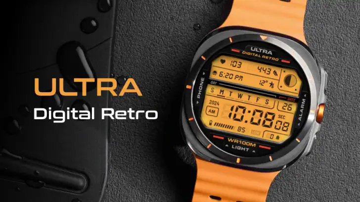 ULTRA Digital Retro watch face feature graphic