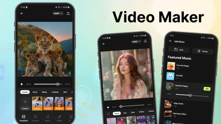 Video Maker with Music & Photo feature graphic