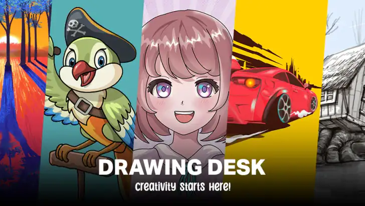 드로잉 데스크: 그림,그리기, 스케치,미술,낙서,색상 feature graphic