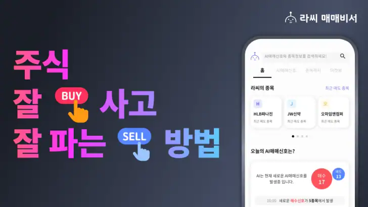 라씨매매비서-대한민국대표AI, 매매신호, 주식투자필수앱 feature graphic