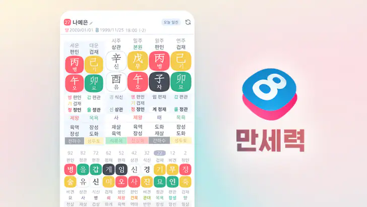 만세력 8자어때 - 사주 일진 일기 운세 궁합 feature graphic