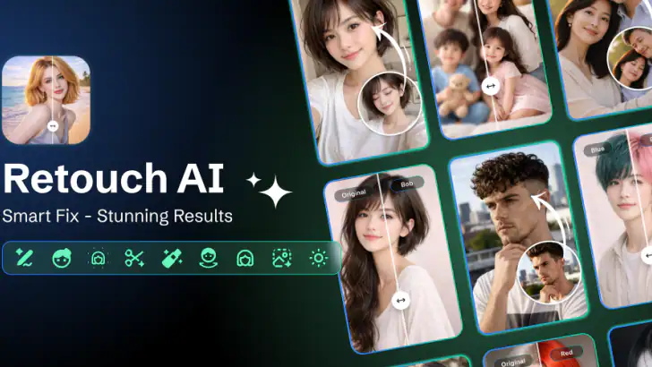 얼굴 리터치: AI 사진 편집 feature graphic