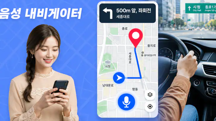 음성 GPS 내비게이션: 빠른 길찾기 및 지도 feature graphic